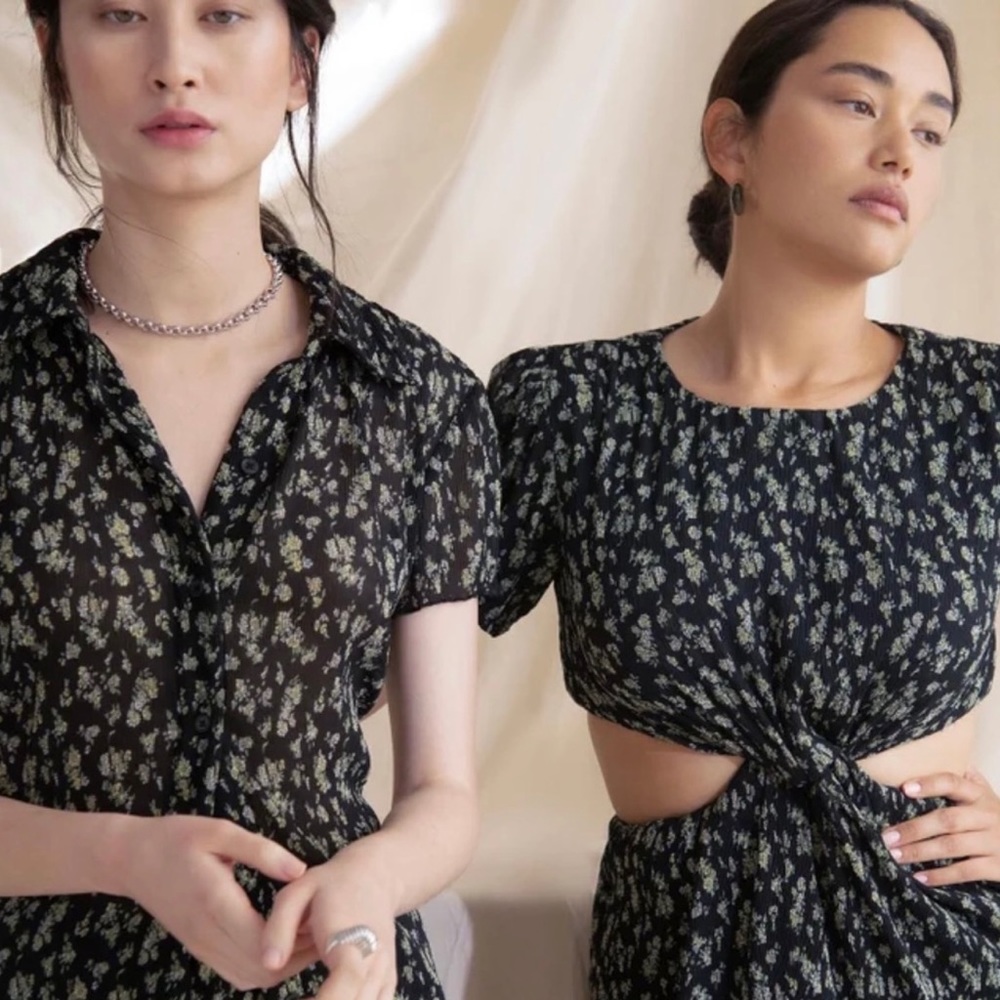 WHO What Wear Collection Drew Cutout Floral Twist Midi Dress Size XL - Picture 5 of 16
